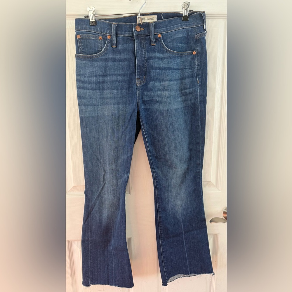 Madewell Cali Demi Boot Raw Hem Cropped Flare Jeans Size 29